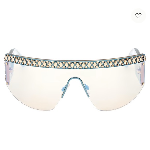 SWAROVSKI Crystal Shield Mask Sunglasses SK0363 Blue Gold Mirror Rare New $700 - Picture 5 of 7